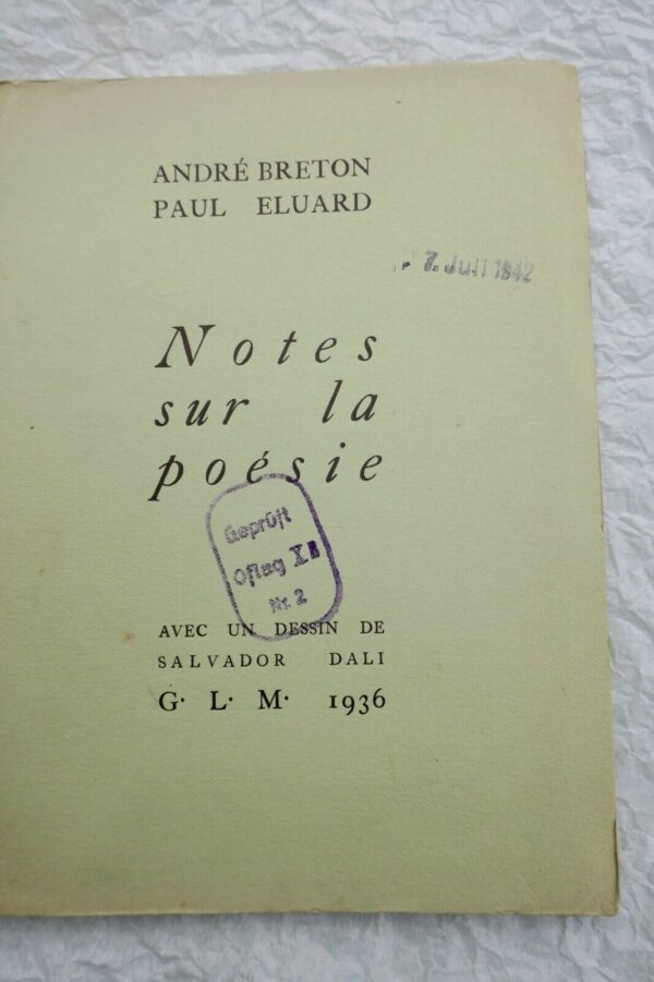 BRETON André / ELUARD Paul Notes sur la Poésie DALI – Image 3
