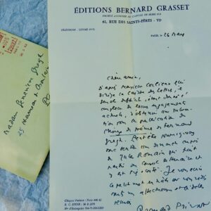 Bernard Privat lettre signée