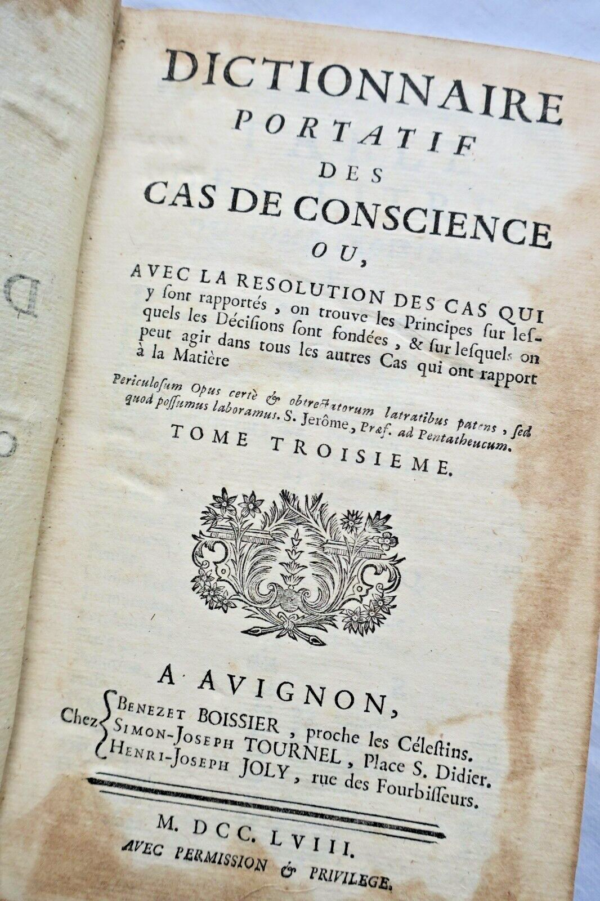 Dictionnaire portatif des cas de conscience 1758 – Image 3