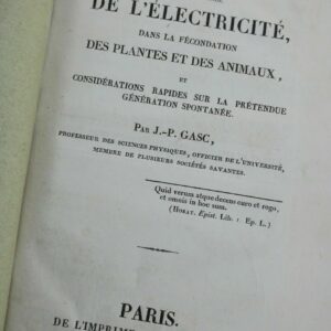 Electricité  Gasc  Mémoires sur l’influence de l’électricité dans la fécondé