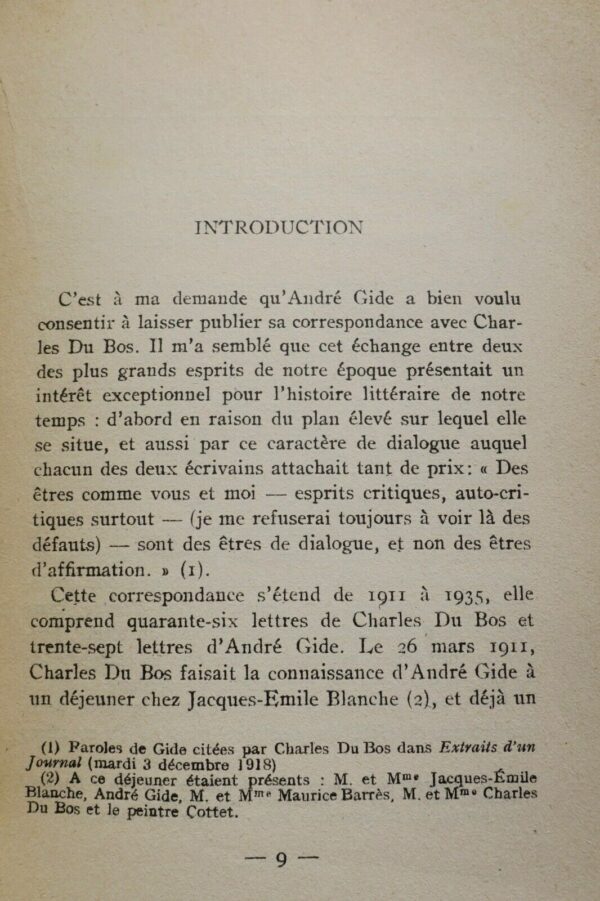 GIDE André & DU BOS Charles Lettres de Charles du Bos et réponses de André Gide – Image 7
