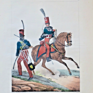 Hussard uniforme du 6e régiment de Huss  39x55,5 cm lithographie Ch. Aubry Mo..