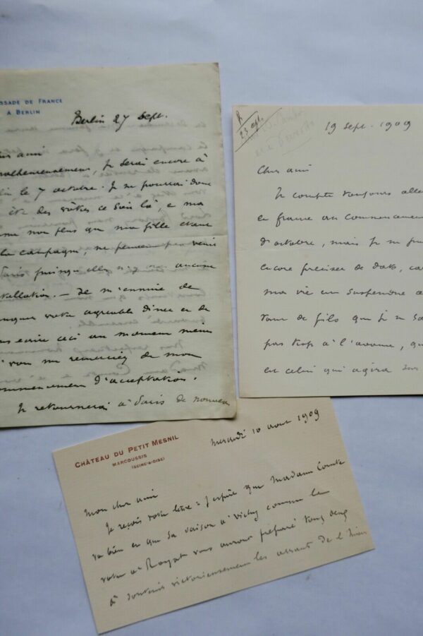 Jules Cambon 3 belle lettres autographes manuscrites