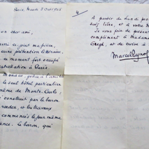 MARCEL PAGNOL belle lettre autographe manuscrite & signée
