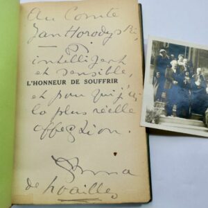 NOAILLES, Anna de Ctesse L'HONNEUR DE SOUFFRIR + dédicace...