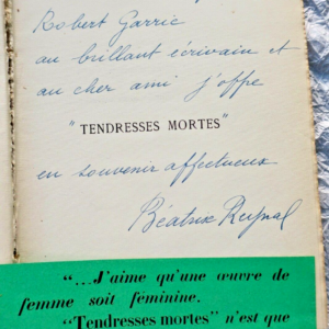 Reynal, Béatrix Tendresses mortes + envoi