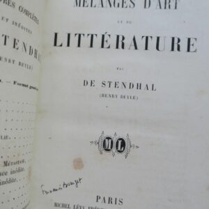 STENDHAL Mélanges d'Art et de Littérature 1867