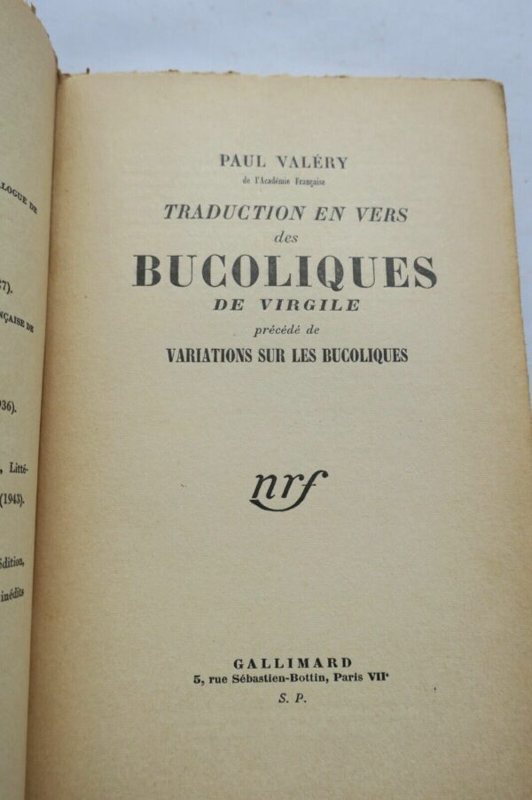 VALERY PAUL TRADUCTION EN VERS DES BUCOLIQUES DE VIRGiLE SP – Image 8