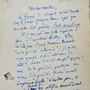 Yves-Gérard Le Dantec belle lettre autographe manuscrite & signée