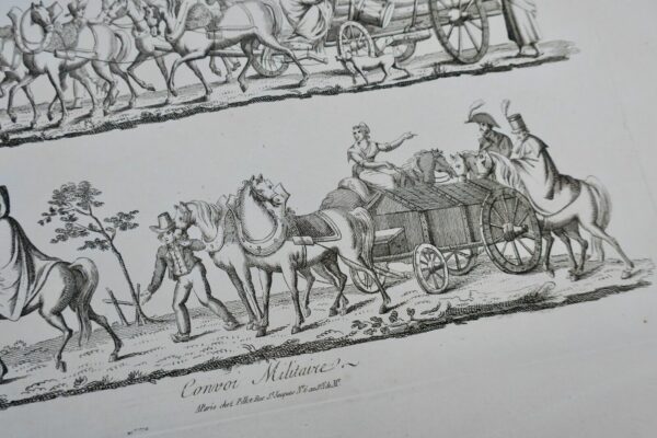 gravure sur acier, convoi militaire 44 x 26,5 cm – Image 3