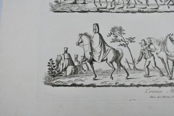 gravure sur acier, convoi militaire 44 x 26,5 cm – Image 4