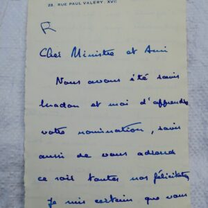Lettre manuscrite autographe Michel Robida