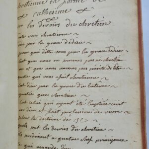Manuscrit autographe Instructions familières sur  la doctrine chrétienne