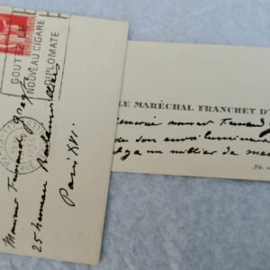 Maréchal Franchet d'Espérey carte autographe manuscrite & signée