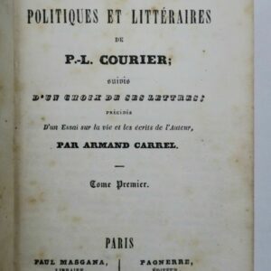 Pamphlets politiques et littéraires de P.-L. Courier