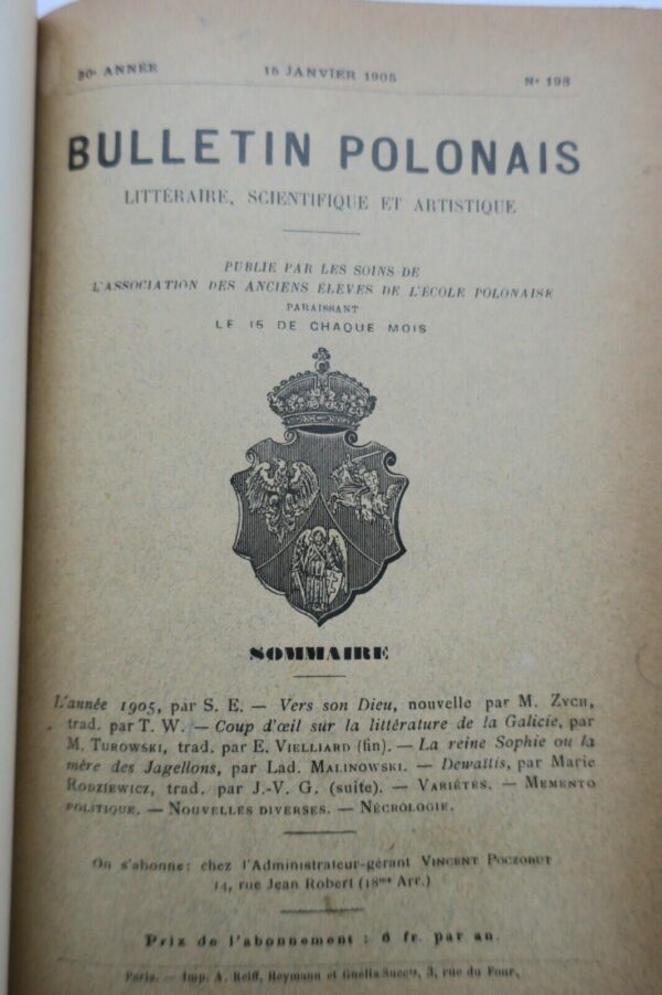 Pologne BULLETIN POLONAIS Litteraire Scientifique et Artistique 1905 1906 1907 – Image 11
