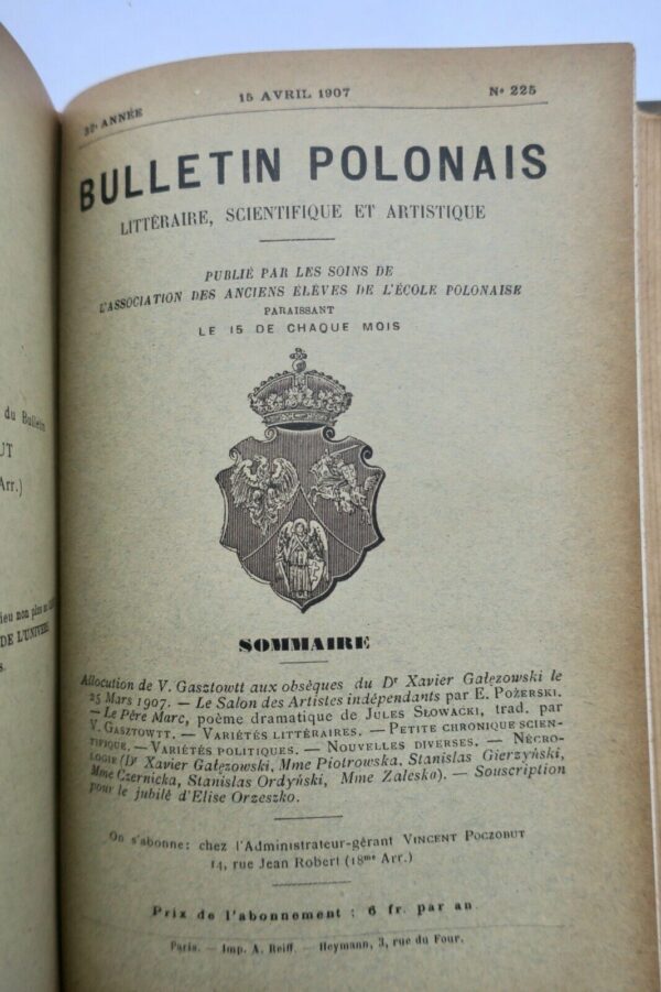 Pologne BULLETIN POLONAIS Litteraire Scientifique et Artistique 1905 1906 1907 – Image 4