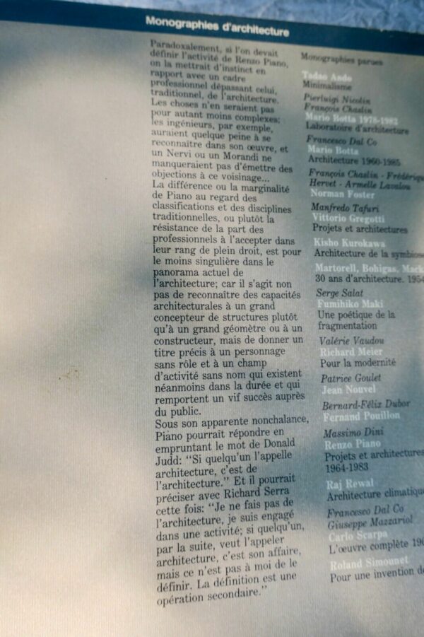 Renzo Piano : Projets et achitecture 1984-1986 – Image 3