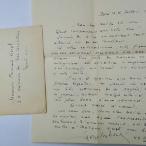 Roger Lannes Lettre autographe manuscrite