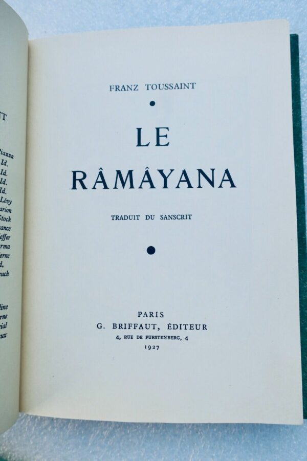 TOUSSAINT Franz Le Râmâyana – Image 3