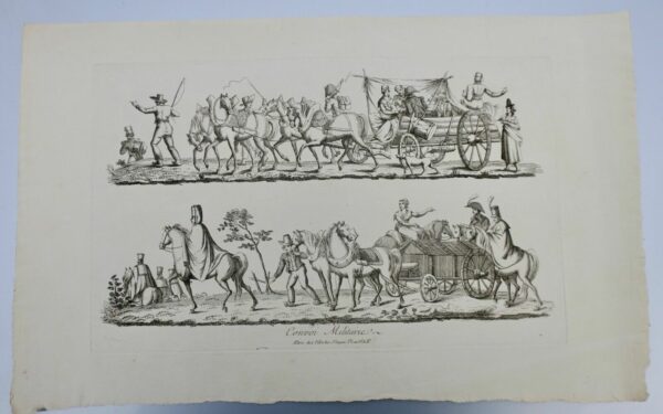 gravure sur acier, convoi militaire 44 x 26,5 cm