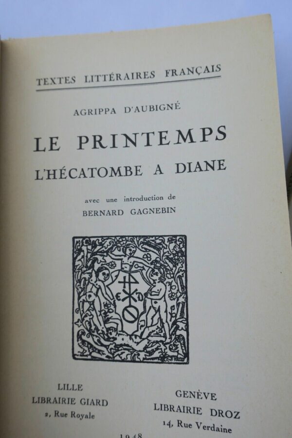 AGRIPPA D'AUBIGNE Le printemps, stances et odes – Image 5