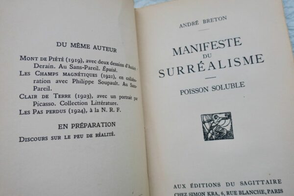 BRETON (André) Manifeste du surréalisme. Poisson soluble EO – Image 8