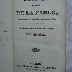 Chompré Dictionnaire Abrégé de la fable 1833