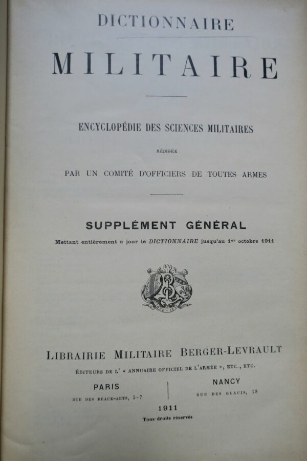Dictionnaire militaire 1911 supplément général – Image 4