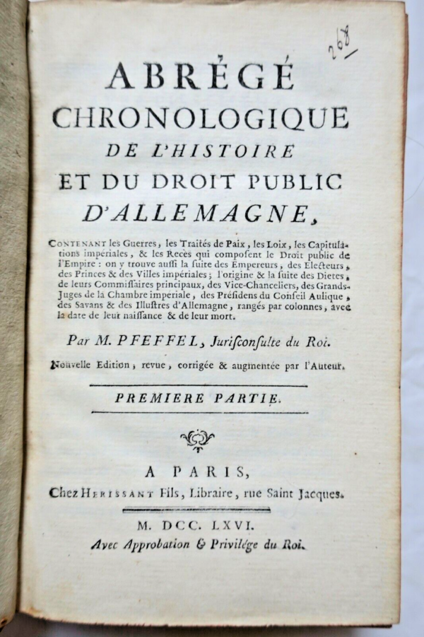 Droit Abrégé chronologique de l'histoire et du droit public d'Allemagne 1766 – Image 4