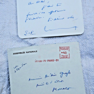 Edgar Faure carte manuscrite signée