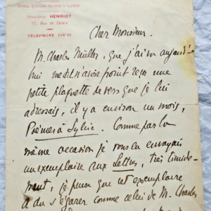 Emile HENRIOT lettre autographe manuscrite