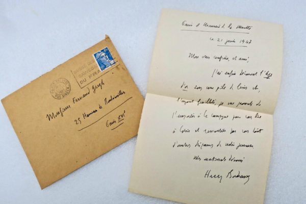 Henri BORDEAUX belle lettre autographe