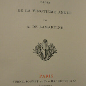 Lamartine  Raphael. Pages de la vingtième année.     ex sur Whatman