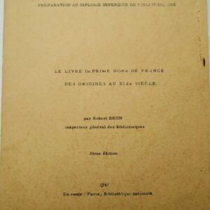 Livre imprimé hors de France des origines au XIXe siècle