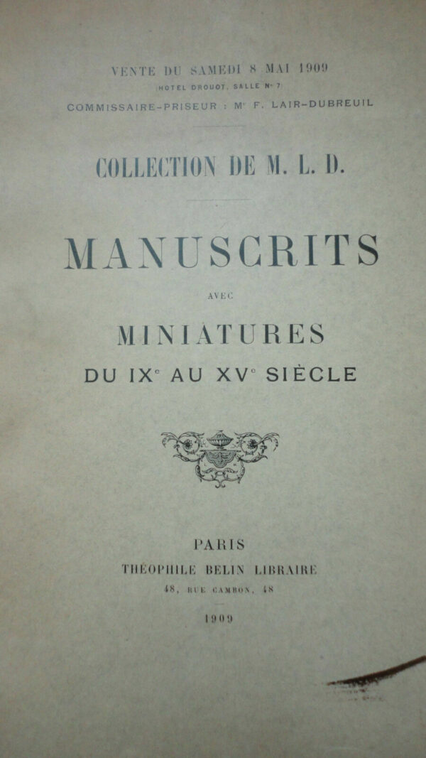 Manuscrits Avec Miniatures Du IX Au XV Siecle  1909