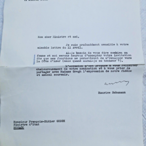 Maurice Schumann lettre signée