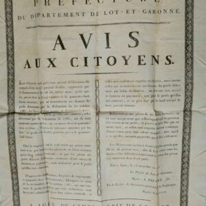 Monnaie pièces d'or, argent rognées ..livres tournois... avis aux citoyens 1803