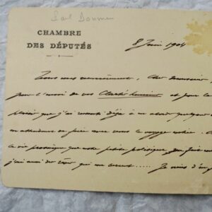 PAUL DOUMER carte manuscrite autographe