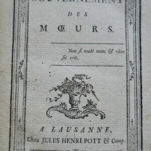 POLIER DE SAINT-GERMAIN  Du Gouvernement, des Moeurs. 1784