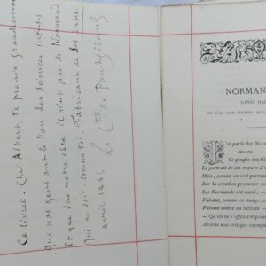 PONTGIBAUD Comte de  Normandises ou le Décaméron normand 1884 dédicacé