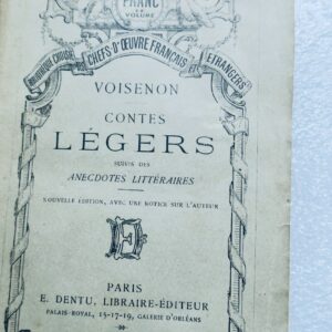 VOISENON CONTES LÈGERS. SUIVIS DES ANECDOTES LITTÈRAIRES