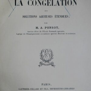 froid RECHERCHES SUR LA CONGELATION DES SOLUTIONS AQUEUSES ETENDUES