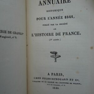 ANNUAIRE historique pour l'année 1841
