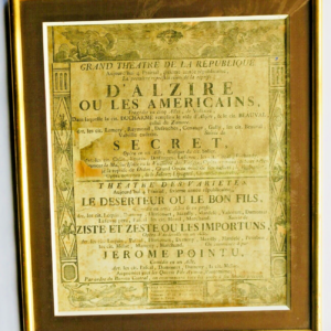Alzire ou les américains....affiche théâtre 1798 IV prairial AN VI