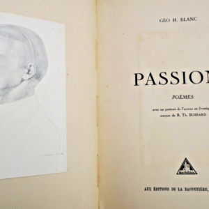 BLANC PASSIONS. Poèmes 1934