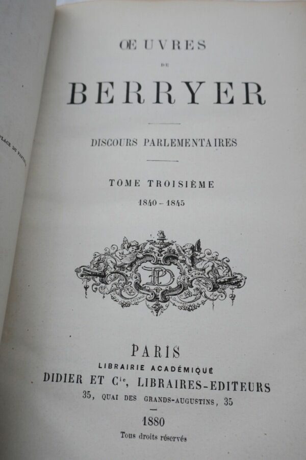 Berryer, M. Oeuvres de Berryer - Plaidoyers DISCOURS PARLEMENTAIRES – Image 7