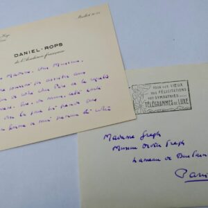 Daniel Rops lettre autographe manuscrite au poète F. Gregh