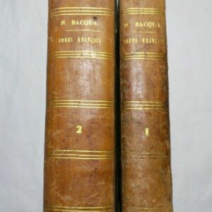 Droit BACQUA CODES DE LA LEGISLATION FRANCAISE - 1858