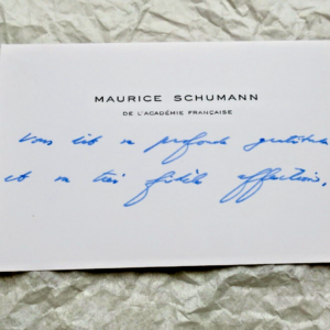 MAURICE SCHUMANN carte autographe manuscrite signée